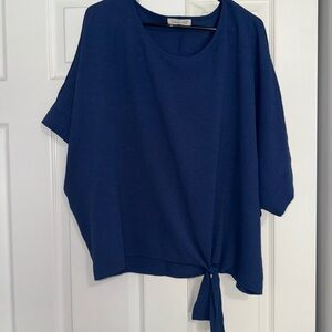 Blue Women's Top with Tie Detail